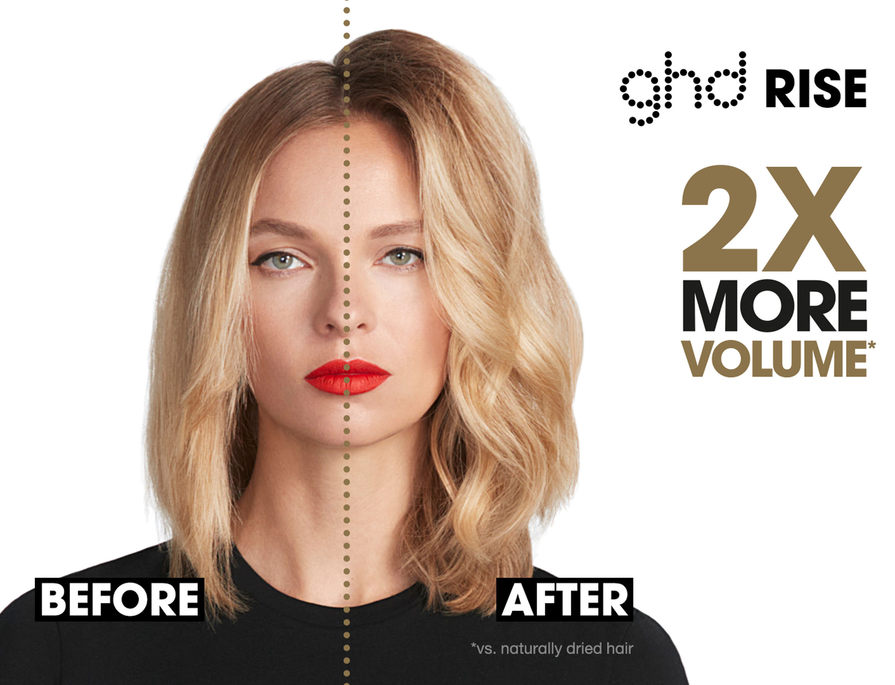 ghd Rise Volumising Brush - Before and After Comparison Effect On Hair