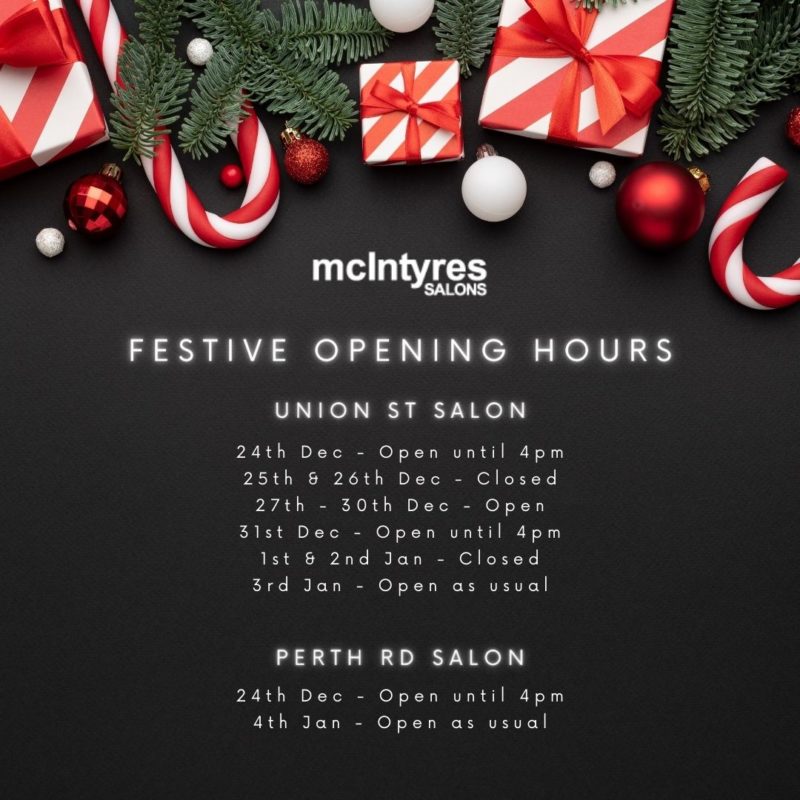 mcIntyres Salons Christmas Opening Hours